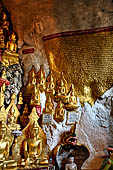 Inle Lake Myanmar. Pindaya, the famous Shwe Oo Min pagoda, a natural cave filled with thousands of gilded Buddha statues. 